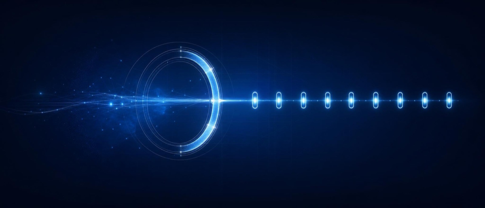A gauge of concentric rings holding a beam that releases capsules at perfectly even intervals